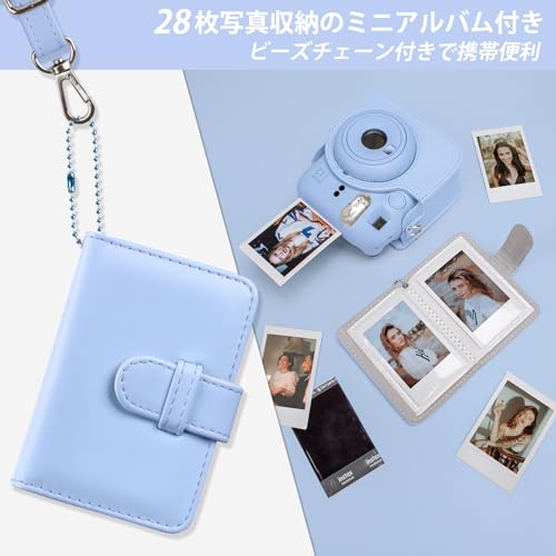 HIYQIN Instax Mini 12 Case, Fujifilm Instax Mini 12 Case with 28-Photo Album, 2-Piece Set, Instax Mini 12 Camera Case with Shoulder Strap, PU Leather