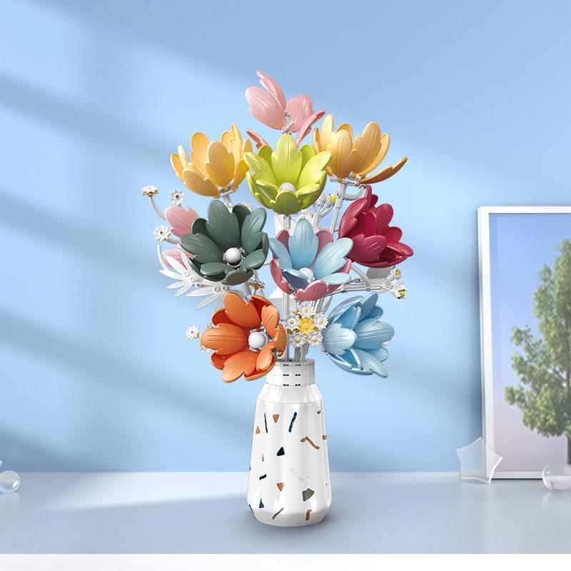 Lotus & Magnolia Bouquet Building block everlasting flower living room decoration toy MOC Valentine's Day and Christmas gift