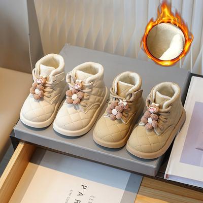 Winter neue Kinder Kurzstiefel Klettverschluss kleines Mädchen Baumwollstiefel weich besohlt Baby Samt Baumwollschuhe