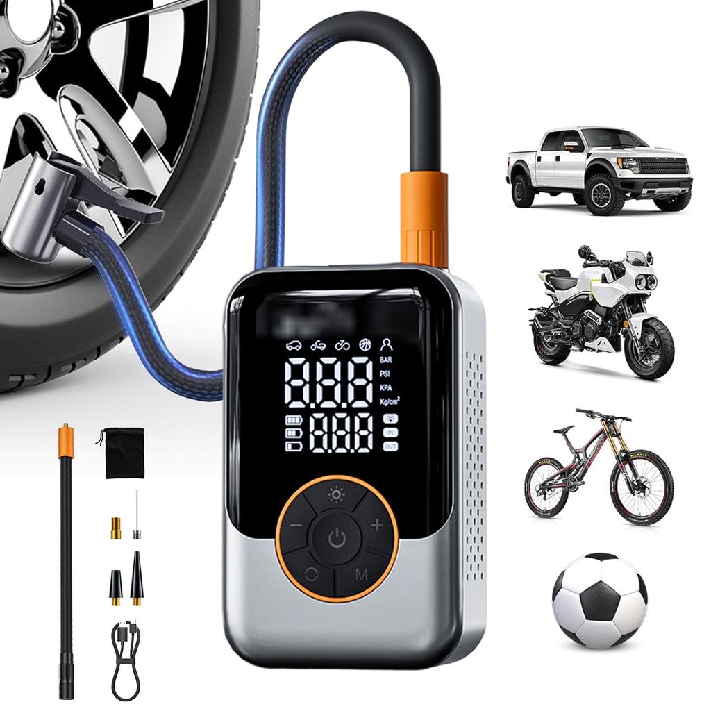 Tire Inflator Portable Air Compressor,3000mAh Cordless Car Tire Pumps, Rechargeable Battery Powered Air Compressor