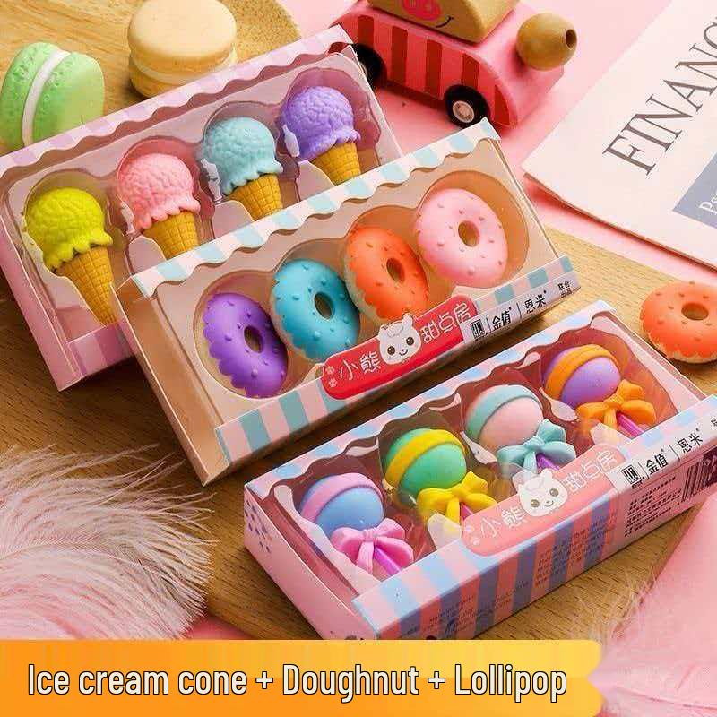 Creative Cartoon Dessert Eraser - Fun, Cute, Educational, Detachable Gift for Kindergarten and Primary Students