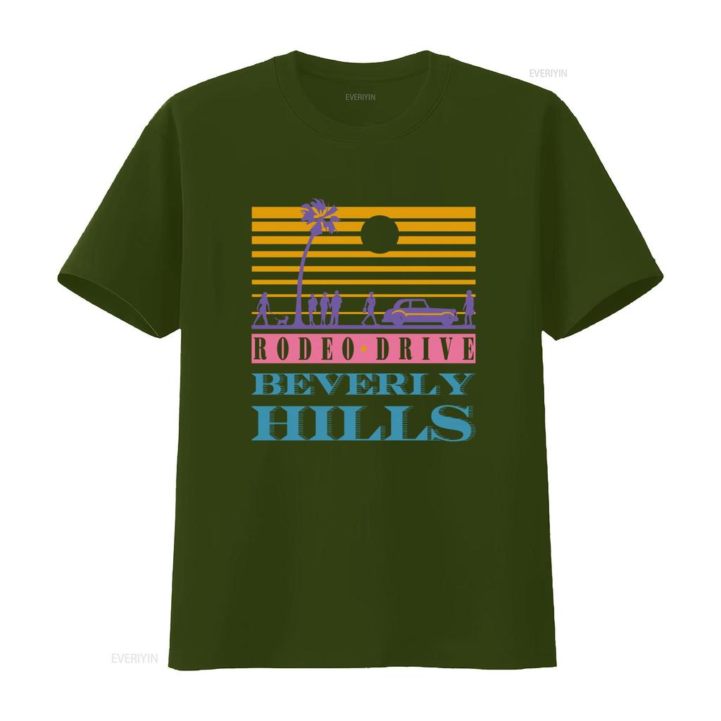 Vintage 80s Style Beverly Hills Rodeo Drive Print T Shirt for Men Size M vintage Washed Stylish Casual Unisex Soft