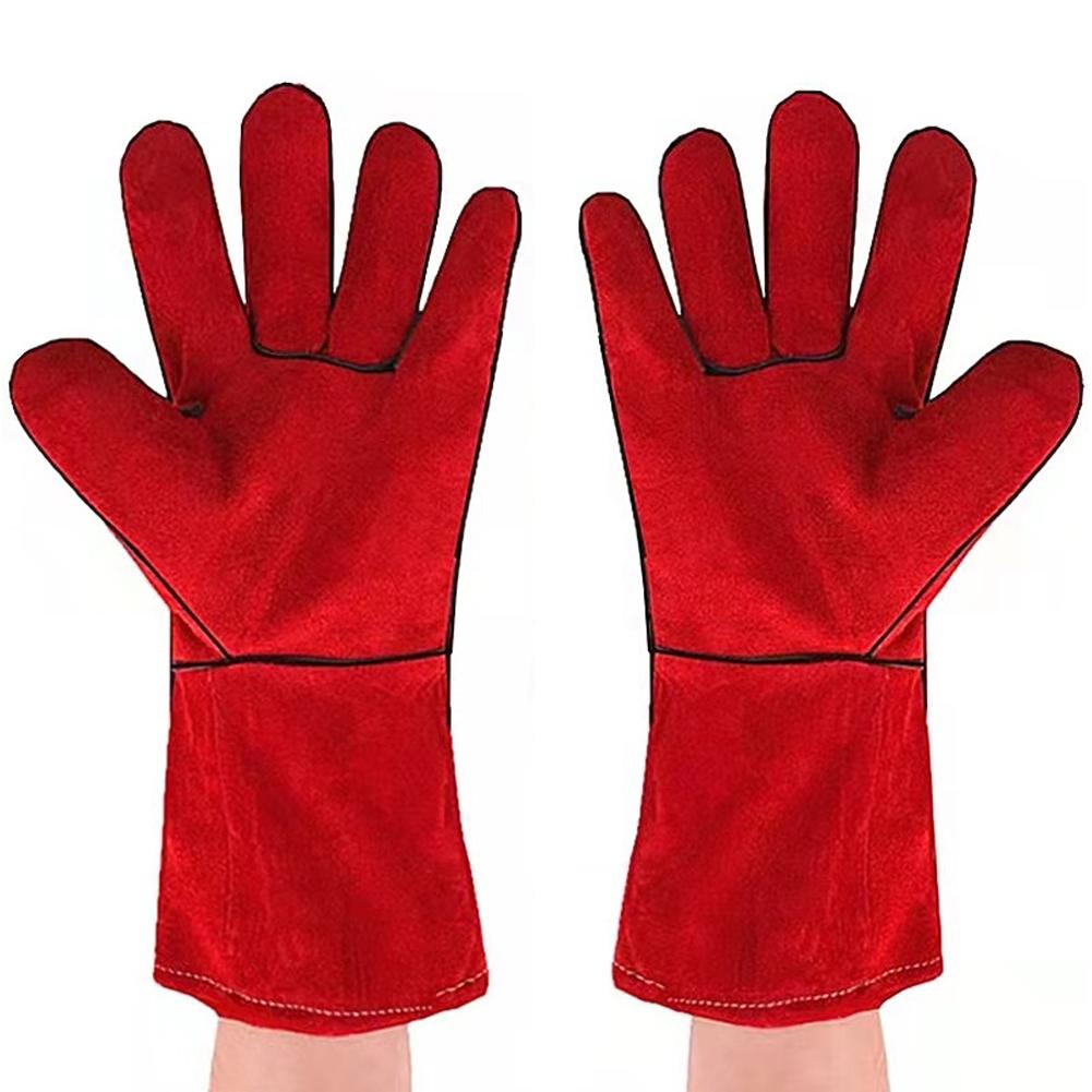 

33 см утолщенные двухслойные сварочные перчатки из коровьей кожи рабочие перчатки красные перчатки из коровьей кожи для общих работ жёлтый