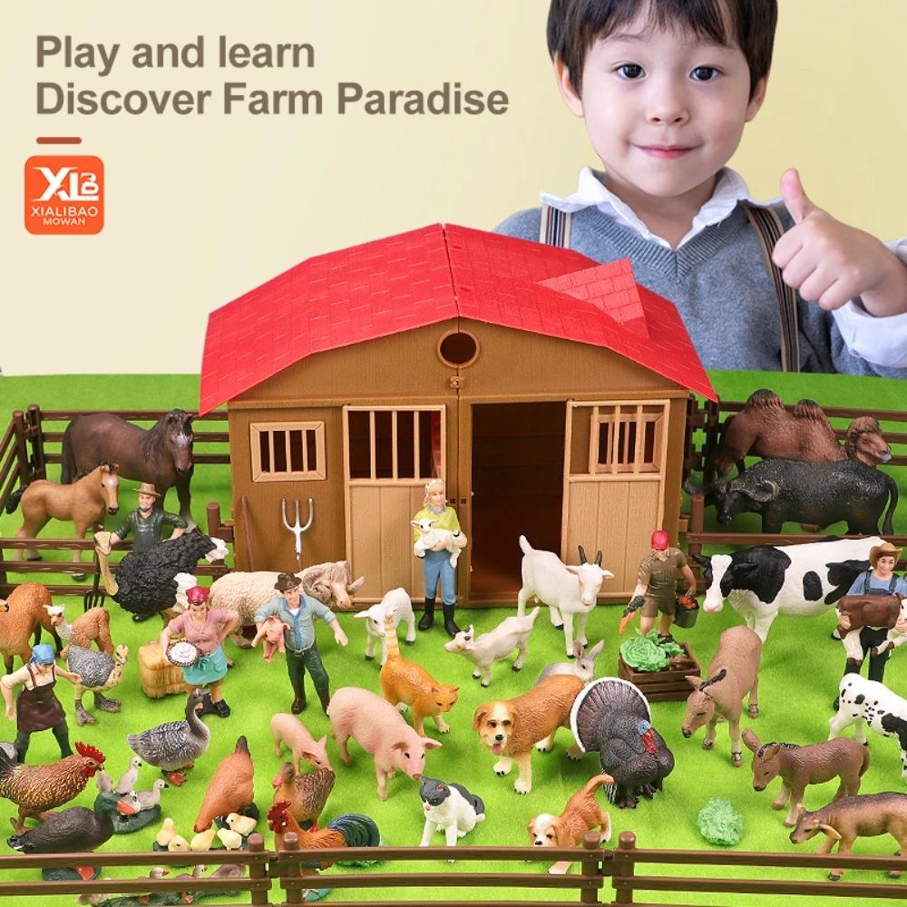 Simulation Farm Animals Poultry Cow Pig Dog Chicken Duck Goose Cub Figurines Model Action Figures Educational Toy For Kids