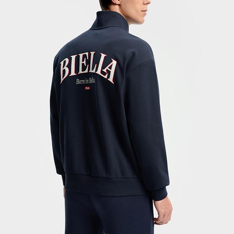 Fila Tennis Casual American Half-Zip Stand Collar Knit Sweatshirt Men sweatshirt Sky-Blue A11M543206FBU