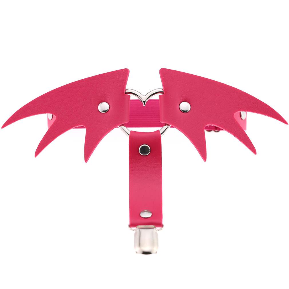 Punk Heart Leather Garter Belt with Wings - Street Style Nightclub Halloween Leg Jewelry Clip