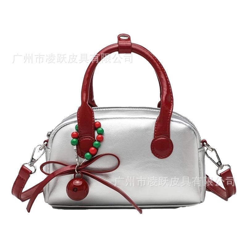 Silver Bowling Women's Bag New Versatile Temperament Small Bag Fashion Handbag Shoulder Messenger Bag