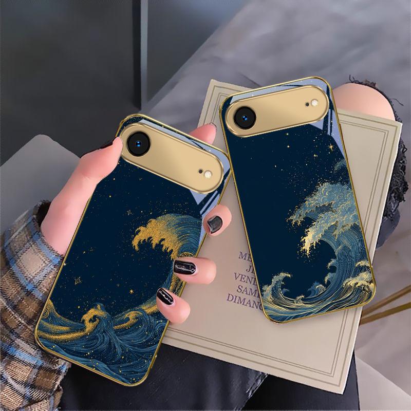 The quiet starry sky For IPhone 17Pro Max 16 17 Pro 15 P ro 14 13 Plus 12 Mini 11Pro Max XR 16E 17 Air Golden glass phone case