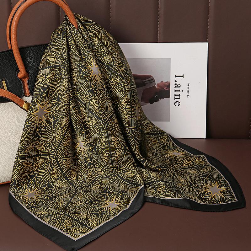70x70cm 2025 Fashion Luxury Women Satin Silk Shawl Square Scarf Tie Wraps Neckerchief Scarves Lady Headband Bandana Foulard