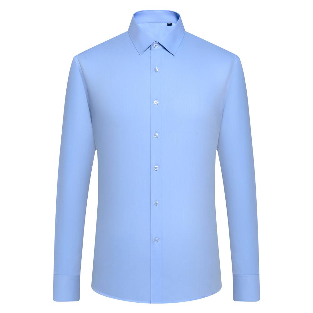 Men's Trendy Solid Dress Shirt, Casual Slightly Stretch Breathable Button Up Long Sleeve Shirt For Formal Business Occasions