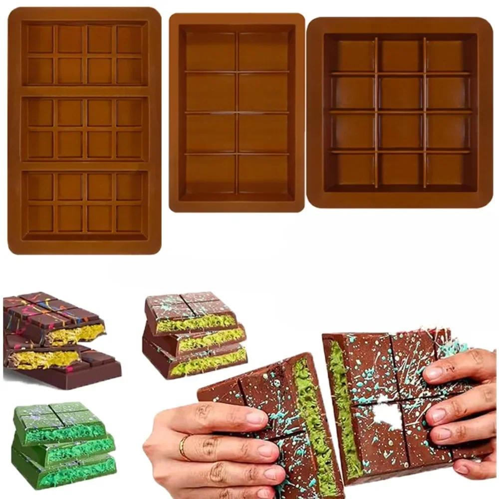 DIY Chocolate Bar Silicone Mold 8/12/24 Grids Chocolate Mold for Chocolate Bar Pistachio Candy Bar Mold Handmade Gifts