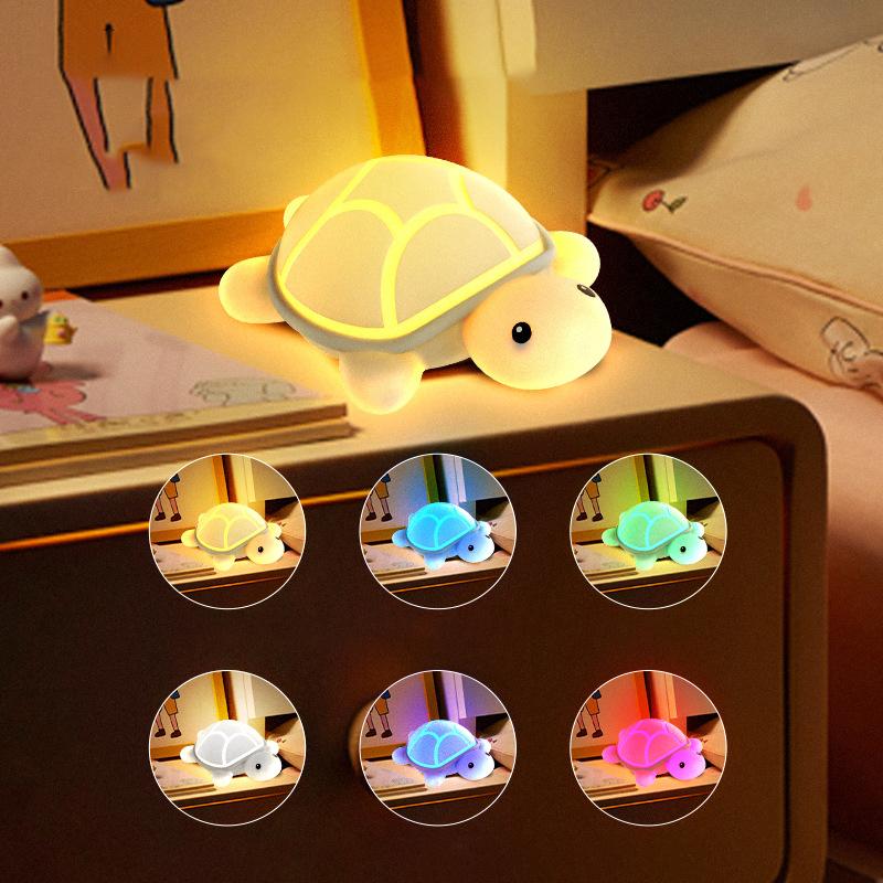 Novelty Turtle Silicone Night Light Colorful Baby Nursery Sleeping Nightlights For Kids Beside Table Lamp For Room Decor