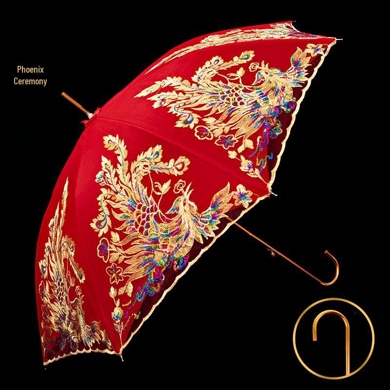 Red Chinese Wedding Umbrella for Bride's Welcome and Dowry