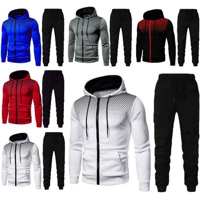 Men's Winter Sports Casual Fitness Suit With Dots Hoodie Sweatshirt And Pants