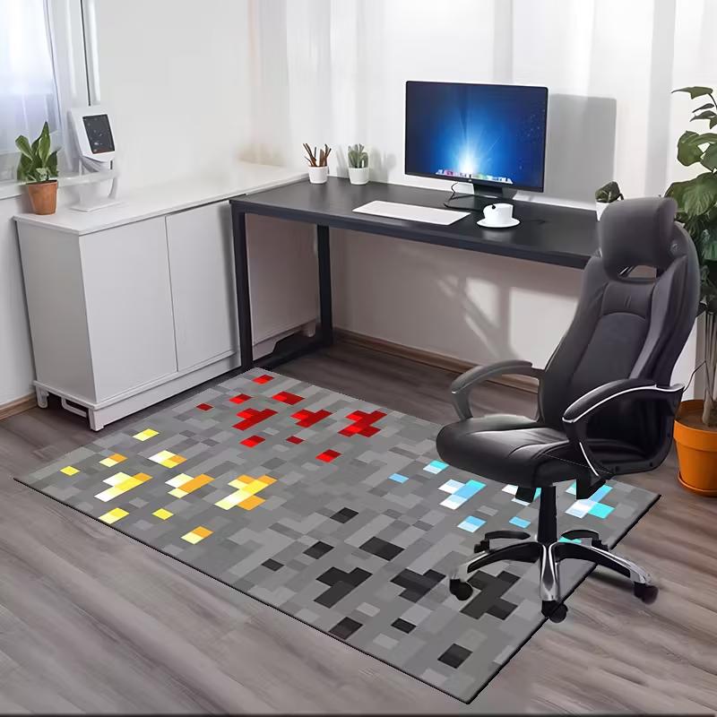 Pixel Block Print Carpet - Retro Game Style Play Mat for Kids Room with Water-Absorbing and Non-Slip Features Beautiful Fashion