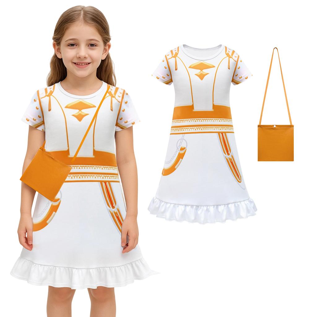 Kids Girls Casual Cute Cartoon Print Vest Sleeveless Dress Dance Cosplay Wear