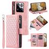 Style 005 For Xiaomi 15 Pro Wallet Case Rhombus Stitching Line PU Leather Phone Cover