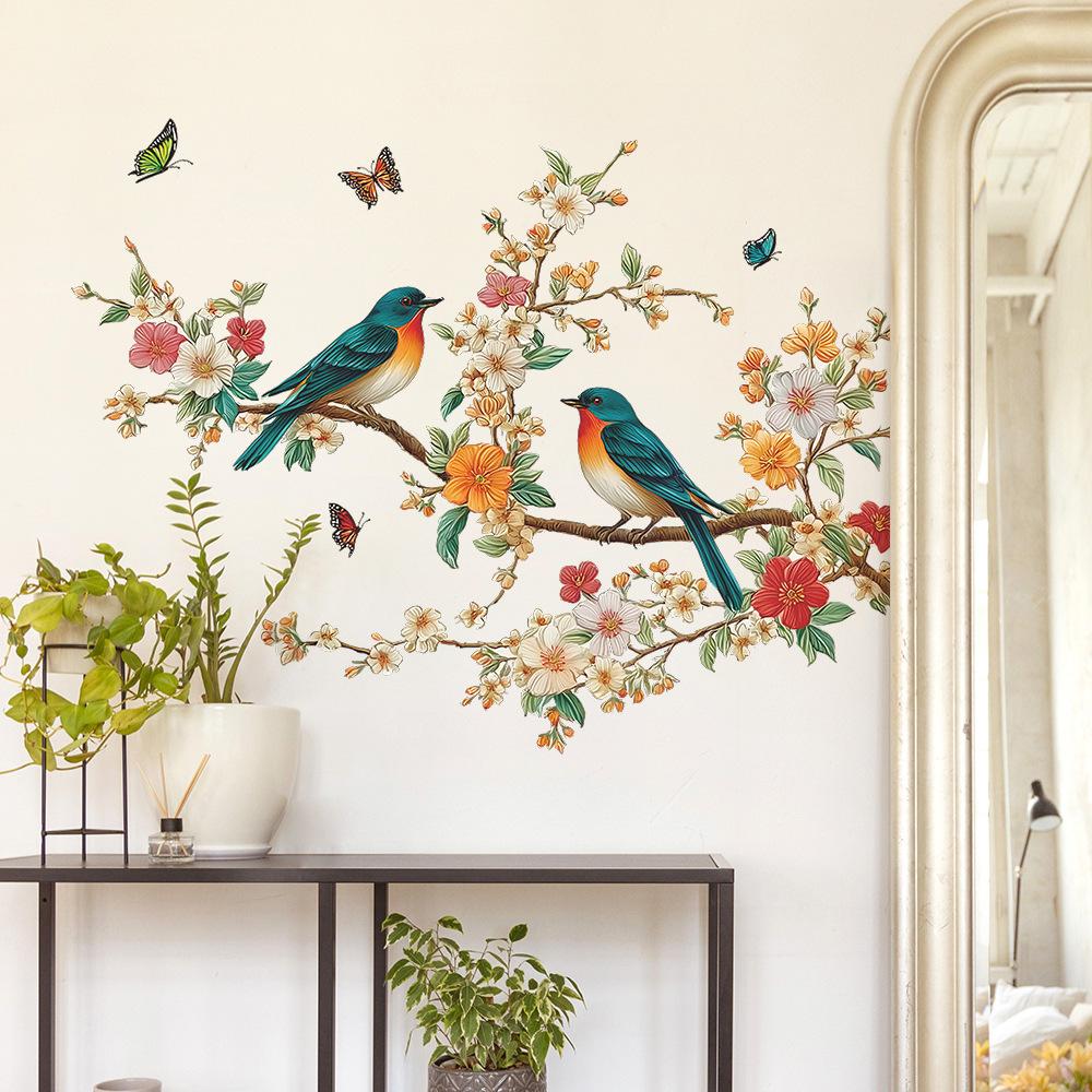 Chinese-style Flower Branches and Magpies-butterflies Home Wall Decoration and Beautification Stickers