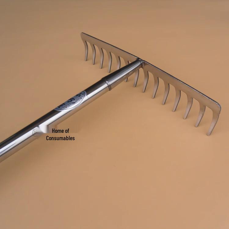 Stainless Steel Garden Rake: Tilling, Weeding, and Soil Loosening Tool