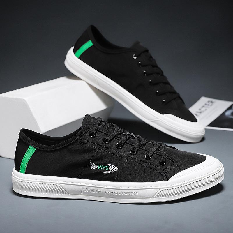 

Мужская обувь 2025 новая летняя дышащая универсальная парусиновая обувь на плоской подошве, старые пекинские тканевые туфли, повседневная обувь для ходьбы, модная обувь 44 чёрный