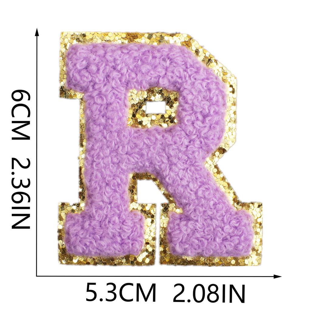 6Cm English Letter Towel Embroidery Patch Sticker Purple Letter Computer Embroidery Label Ironing Embroidery Chapter