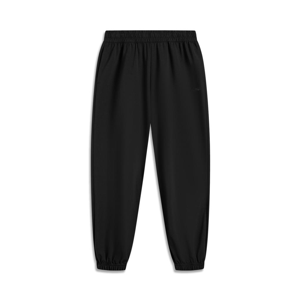 Li Ning Sports Lifestyle Series Solid Color Mid Waist Breathable Versatile Jogger Knit Sports Pants Women bottoms Black AKLV202-2