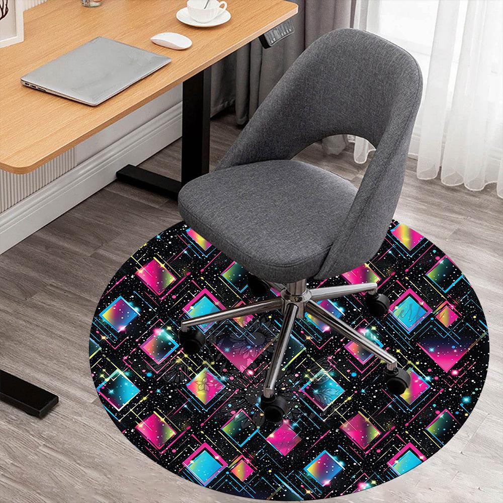 

1pc Diamonds Stars Round Chair mat Area Rug - Non-Slip, Floor Mat for Office, Bedroom, and Indoor Decor -1002174 80cm by 80cm