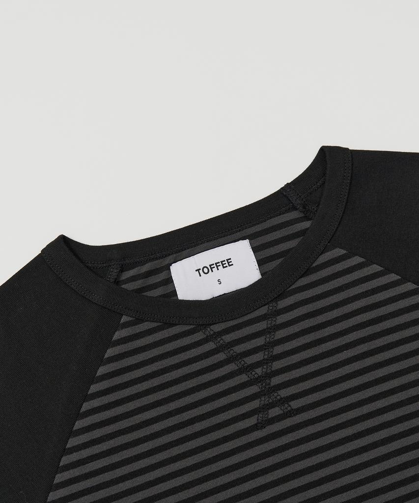 TOFFEE WOMEN W Daily Striped Raglan T-Shirt (Black)