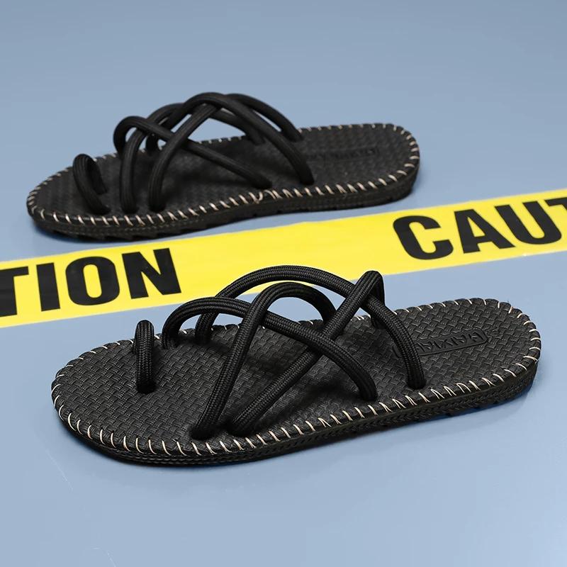 Moda Uomo Casual Sandali da Spiaggia Infradito con Fascetta Incrociata Traspiranti Pantofole Piatte Morbide Comode da Casa Ciabatte da Esterno da Uomo Sandali Romani