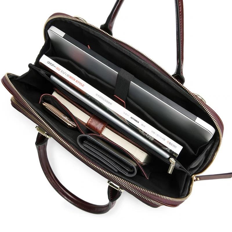 TS JYL laptop bag,Genuine Leather Women Handbag Fit 13 14 Inch Laptop Crossbody Shoulder Bag
