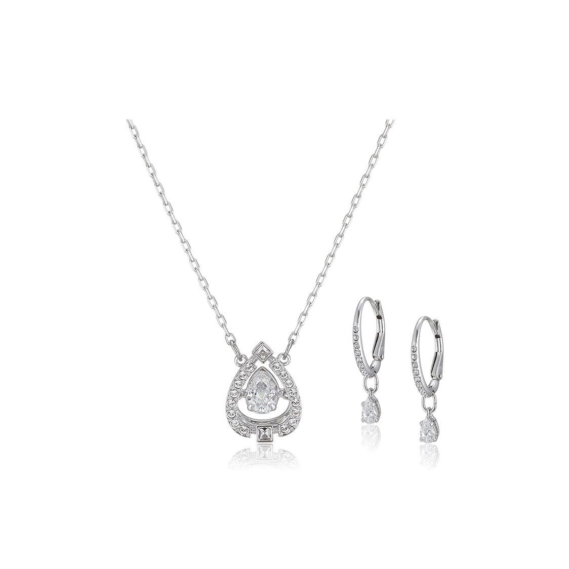 

Swarovski Sparkling Dance Pear-Shaped Necklace Set Women necklace set Crystal Alloy Rhodium-Plated 5272368 Box (Random Color)