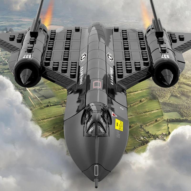 Non-Toxic Military Technical Usa Sr71 Blackbird Stealth Supersonic Reconnaissance Aircraft Building Blocks Fighter Model Brick Kids Toys