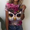 Women's round Neck Short Sleeve T-shirt Animal Print 3D Printing Street Style Loose Fit Summer Casual Wear Polyester Material