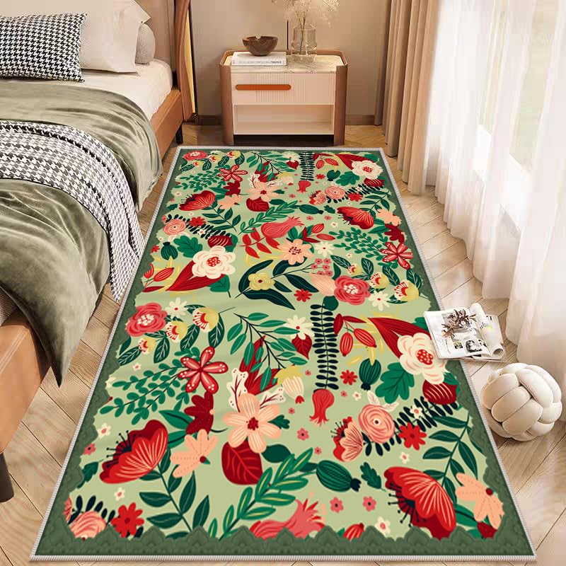 Red Christmas Hallways Runner Rug Washable Non-Slip Rug for Indoor Home Holiday Laundry Bedroom Bathroom Entryway Decor