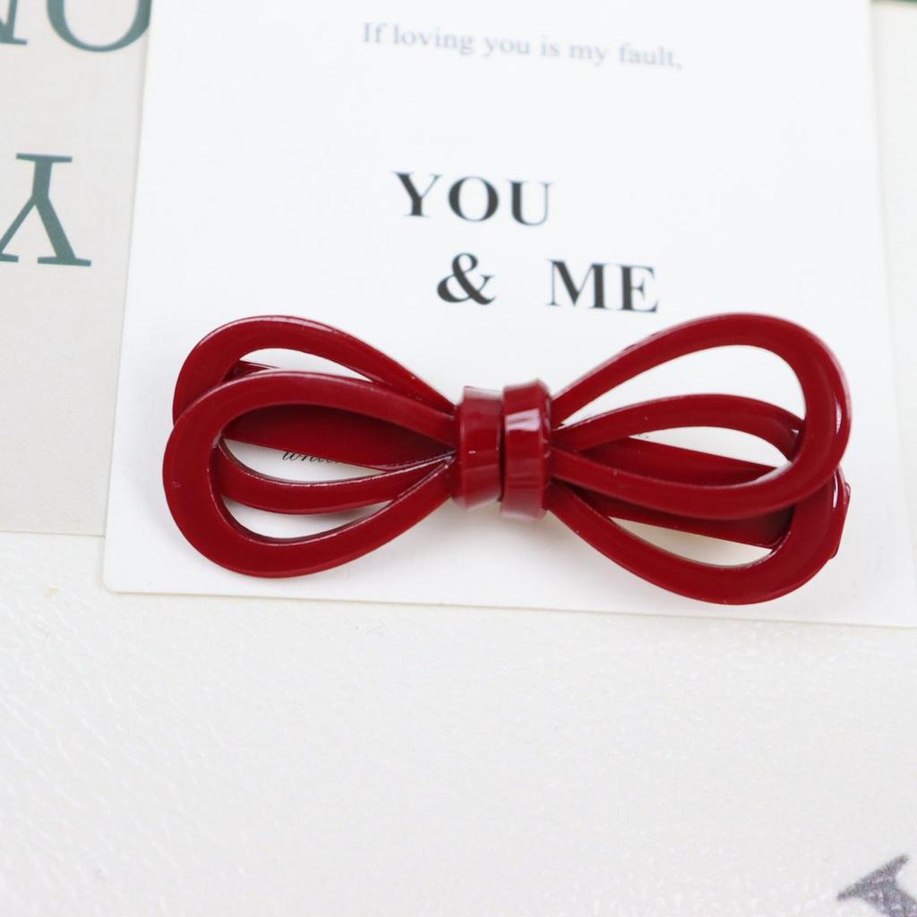 Korean Acetate Duckbill Bow Hair Clip - Sweet Hollow Out Style for Women's Bangs