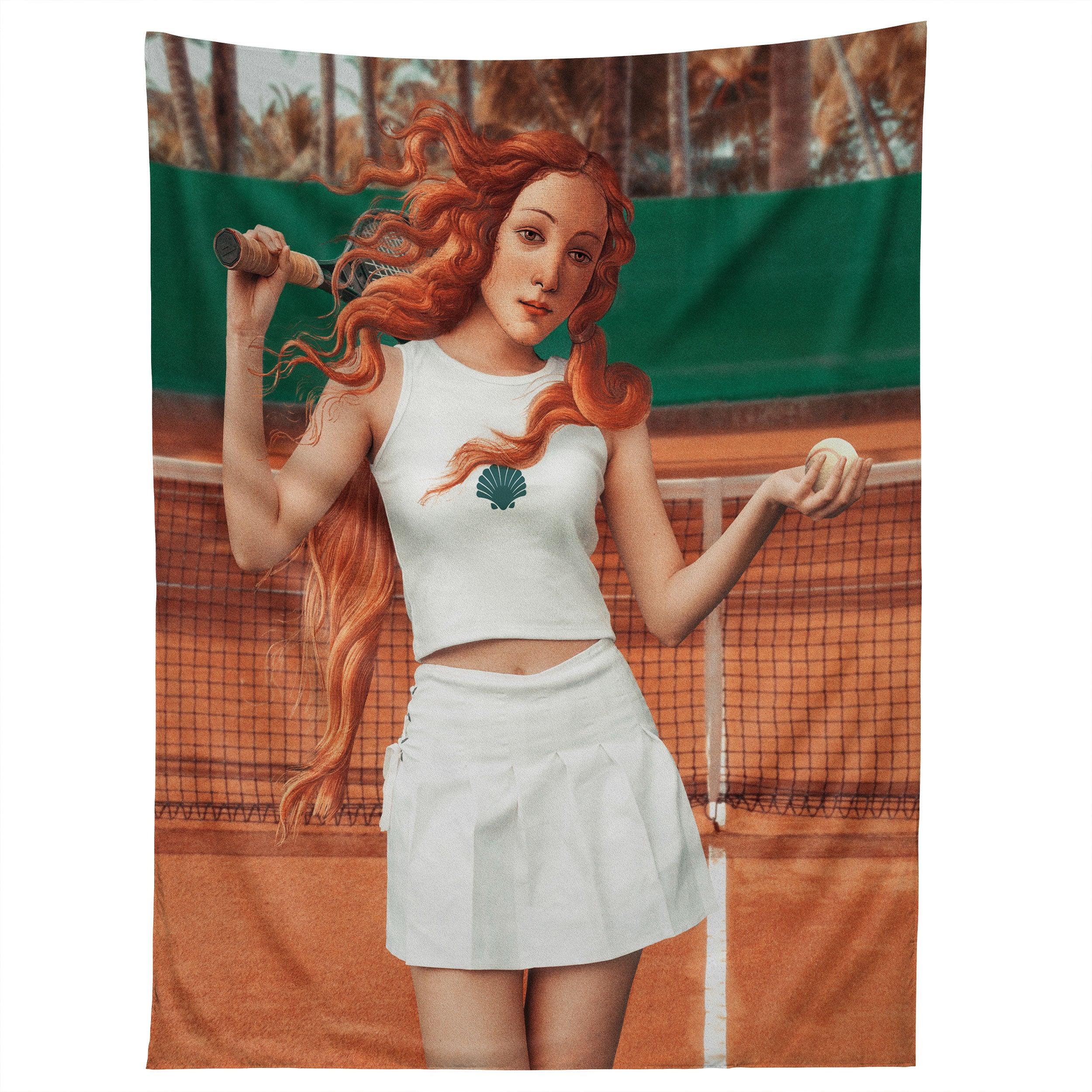 VENUS PLAYING TENNIS tapestry 75x100