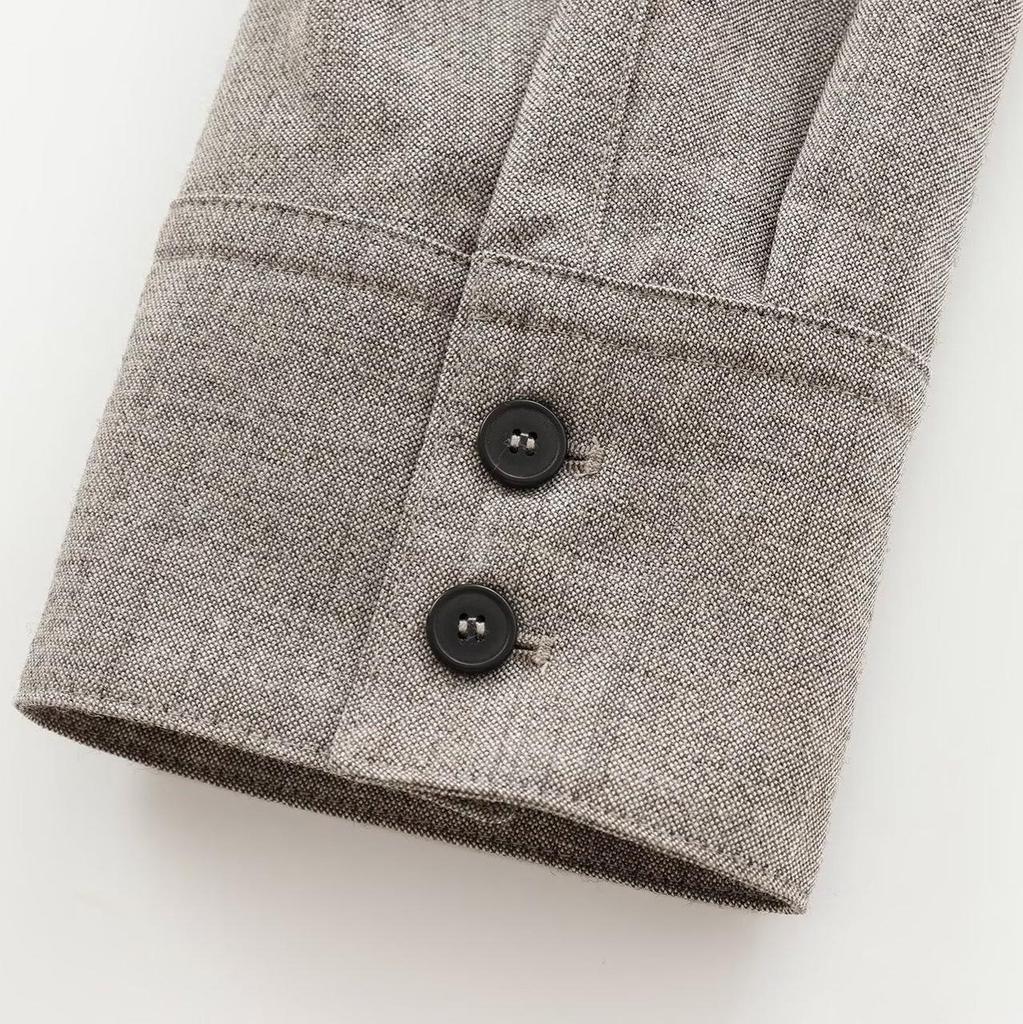 Europäisch-amerikanische Herbst Damen Slim Fit Jacke mit Reverskragen und langen Ärmeln