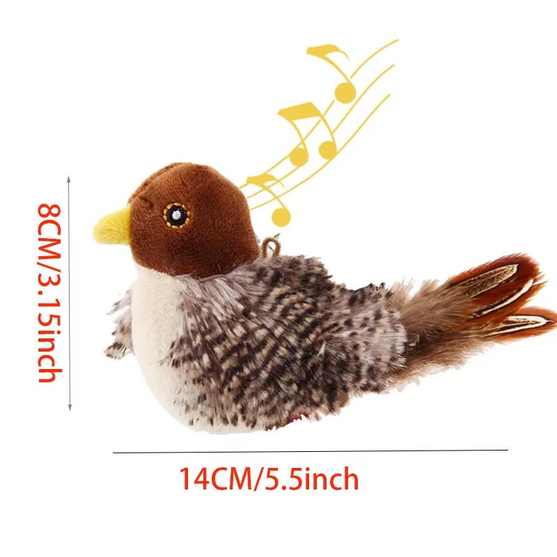 Interactive Cat Toy For Cats Flying Bird Flapping Wings Sparrow Catnip Plush Toy Simulated Chirping Bird Pet Toy