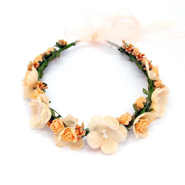 Women Girls Flower Headband Bride Flower Crown Hairband Hair Accessories Wedding Party Spring bohemia Wreath Headpiece Headwear