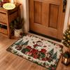 VIKAMA Happy New Year Snowman Christmas Welcome Mat Indoor Outdoor Kitchen Bedroom Non Slip Flannel Doormat Home Decor