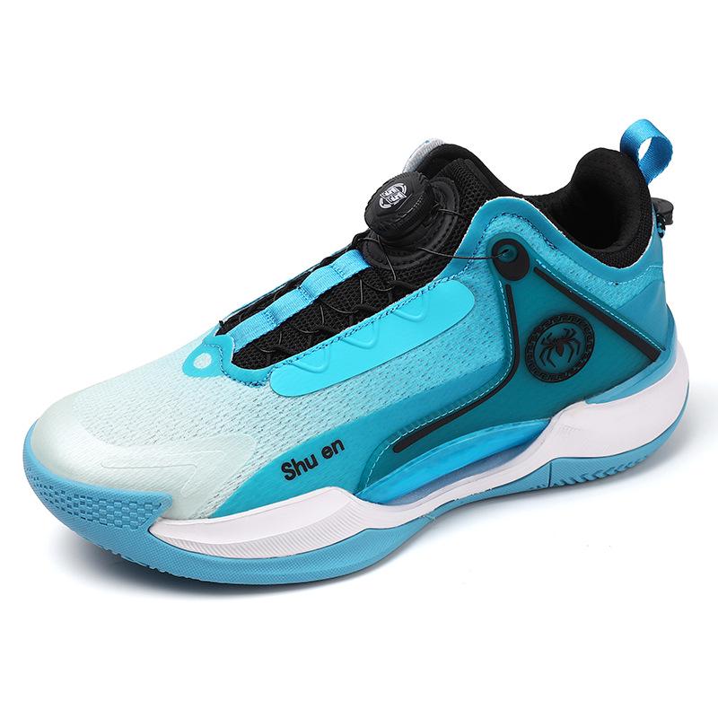 Unisex Luminous Low-Top Basketball Shoes with Rotary Buckle, Wear-Resistant Mesh Upper, Ideal for Spring and Summer Training.
