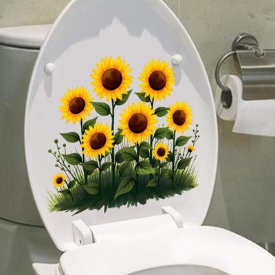 Plants Flowers Sunflowers Butterflies Wall Stickers Toilet Sticker Bathroom Toilet Cover Refrigerator Sticker Wc Decoration