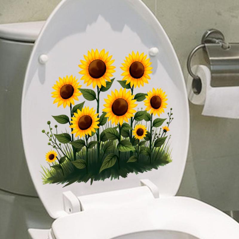 

Растения Цветы Подсолнухи Бабочки Наклейки на стену Наклейка на унитаз Наклейка на крышку унитаза для ванной Наклейка на холодильник Украшение для туалета 1pc