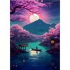 Abstract Art Japanese Fuji Mountain Poster Canvas  Cyberpunk Landscape Corridor Wall Decor Picture Living Room Mural