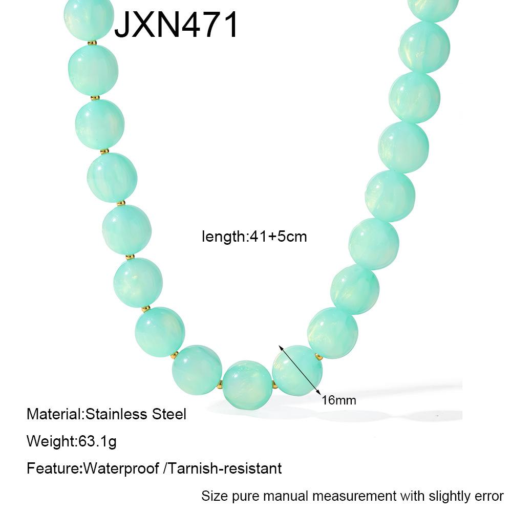 European and American color jelly acrylic bracelet beaded necklace women's set plated 18k gold waterproof jewelry accessories