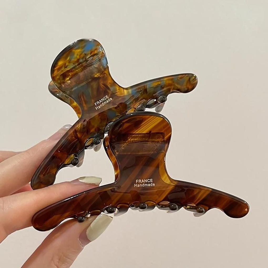 Damen Vintage Marmor Karamell Clip Haarspange