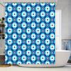 Cortina de ducha con patrón de cometa azul y blanco, impermeable, decoración de baño, tamaño grande, decoración del hogar, cortinas de ducha geométricas azul y blanco