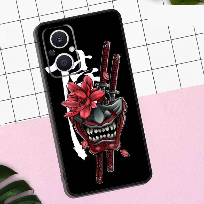Samurai Oni Mask Case For OPPO Reno 11 12 13 F 8T 7 8 10 Pro OPPO Find X8 Pro X3 X6 Pro X5 Lite Cover Coque
