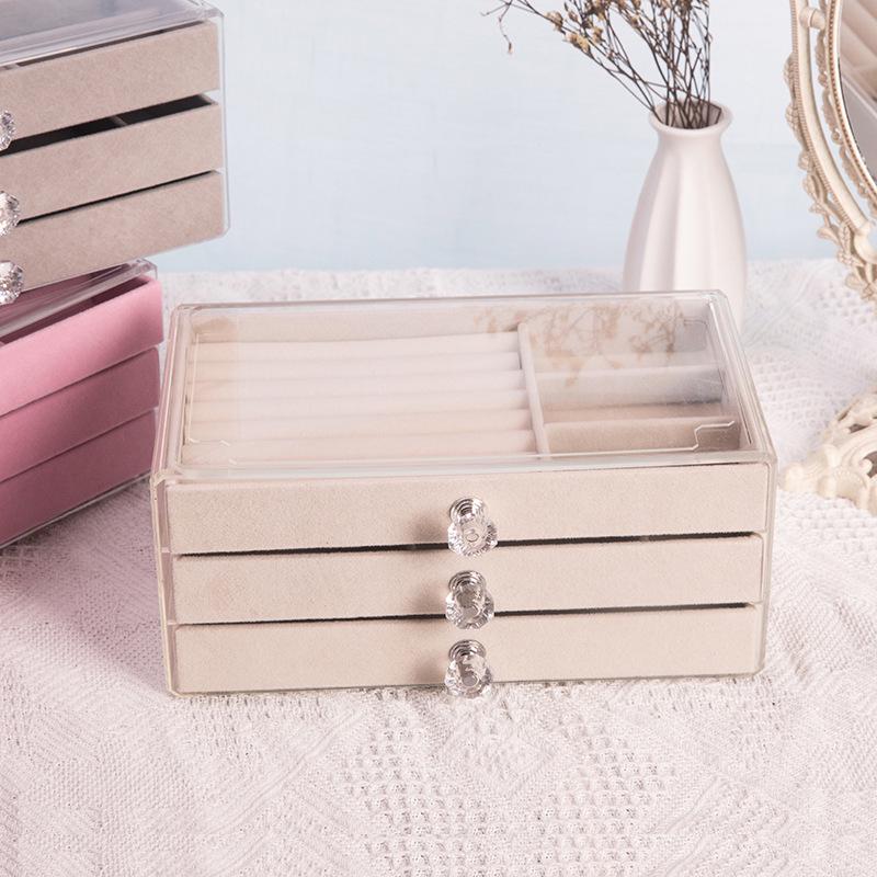 Clear Acrylic Velvet Jewelry Display and Storage Box
