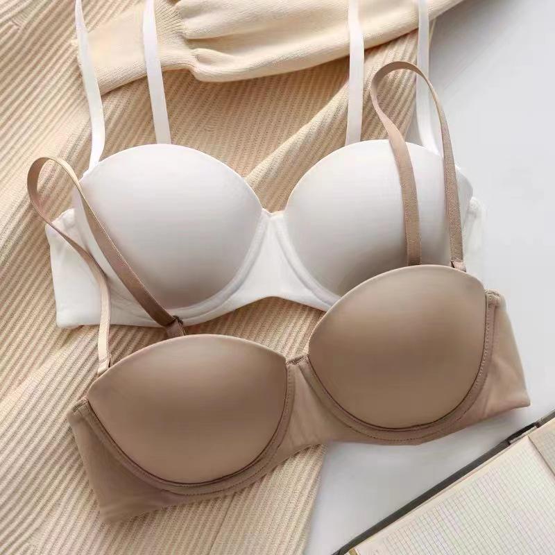 Seamless Half Cup Women's Underwear: Small Chest, Gathered, Sexy, Steel Ring Support, Lightweight Top, Thick Bottom